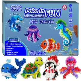 JRD&BS WINL Poke in Art for Kids Creative Craft Kit for Boy and Gifts Age 4-8 Year Old Educational Toys for Children Mess Free Art for Teen Fun Handicraft Activities DIY Set (Ocean Animal)