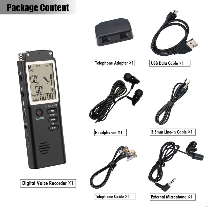 32GB Digital Voice Recorder Noise Cancelling Audio Recorder with Playback,