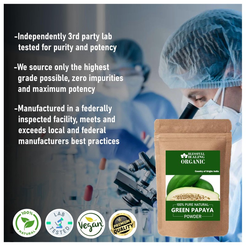 Blessfull Healing Organic Green Papaya Powder 100% Pure Natural 100