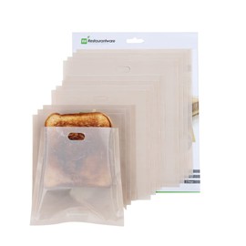 Bag Tek Toaster Bag Set, 6 Non-Stick Toaster Sandwich Bag Set - Multipurpose, Kraft Plastic Toaster Sleeve Set, Semi-Disposable, Includes 3 Sizes - Restaurantware