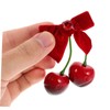 WOONEKY Cute Cherry Hairpin Hair Accessories Soft Velvet Clips Fruit