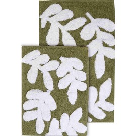 Chesapeake Monte Carlo 2Pc. Sage & White Bath Rug Set 35140 (21"x34" & 17"x24")