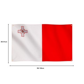 Runesol Malta Flag, 91x152cm, 3ftx5ft, 4 Grommets, Eyelet In Every Corner, Maltese Banner, Labour Day, Premium Flags, Inside, Outside, Vivid Colours