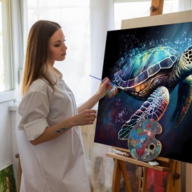 Paint by Numbers Adults Children, Paint by Numbers for Home Decoration, Paint by Numbers Turtle, Without Frame, Pictures Paint by Numbers, Adult Creative Set, DIY Set, Craft Set, Adults, Girls