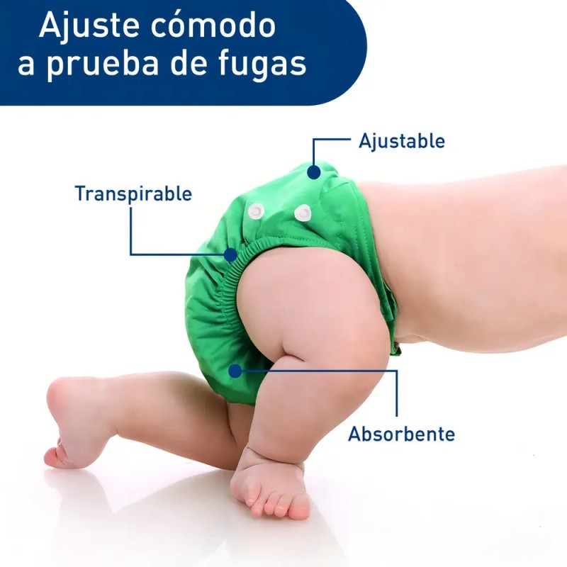 Pañales Ecológicos Reutilizables Pack 6 + 6 Insertos Bluelander Ajustables