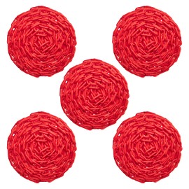 US Weight (Made in USA) 2" x 100' (5 Pack - 500’ Total) Red Plastic Safety Chain ft. SunShield UV Resistant Technology