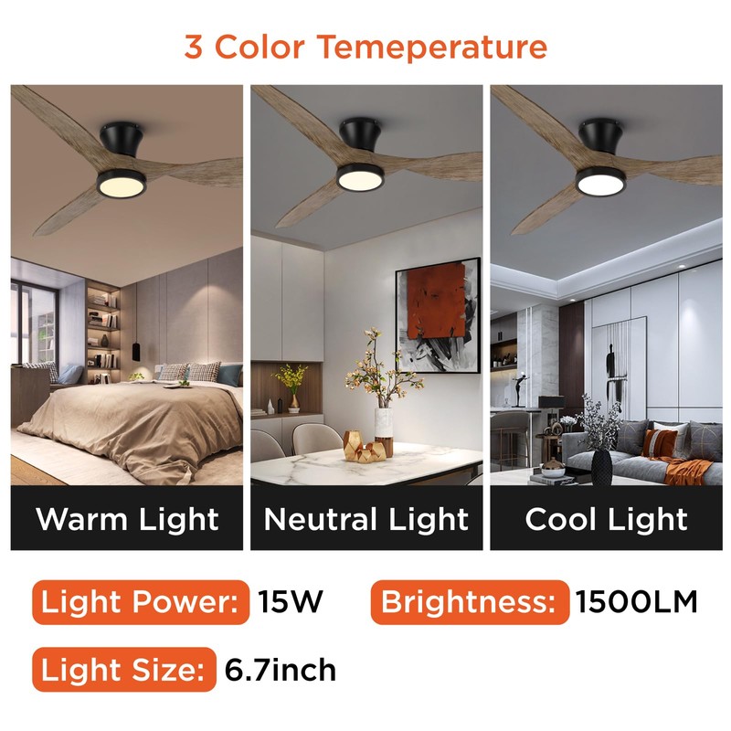 TALOYA 52 inch Ceiling Fans with Lights Remote Control, Modern
