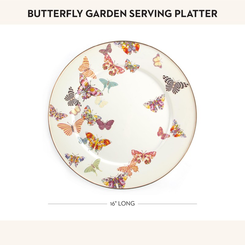MACKENZIE-CHILDS Enamel Serving Platter, Butterfly Garden