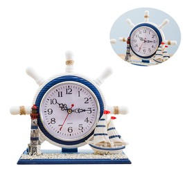 GRIRIW 1Pc Nautical Style Silent Clock Artistic Sailboat Design for Living Decor Unique Ocean Style Ornament for Home Arrangement for Desk Decoration