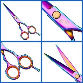 Hair Cutting Scissors Kit 5.5 inch color hairdressing scissors set Stainless steel teeth scissors Professional thinning textured bangs home haircut kit