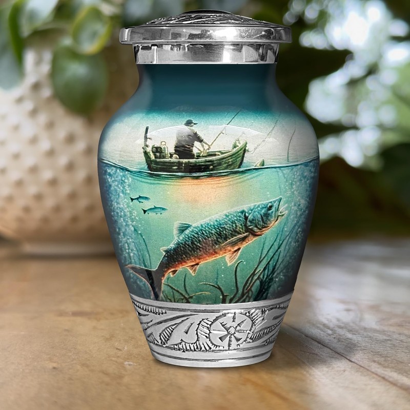 Fishing Urn for Human Ashes | Keepsake Handcrafted Funeral Memorial