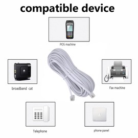 Yumiwoow Telephone Extension Cord Phone Cable Line Wire, with Standard RJ11 Plug and 1 in-Line Couplers and 30 Cable Clip Holders-White 100FT (30Meter/White/1Pack)