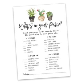 Inkdotpot 50-PackáCactus Taco'bout loveáWhats in Your Purse Bridal ShoweráGameáWedding Shower Bachelorette Party Bulk ActivityáGameáCards
