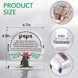 Papa Birthday Gifts for Grandpa, Christmas White Elephant Father’s Day Gift for Papa, Gifts for Dad, Grandpa Gifts from Grandchildren for Grandfather, Father, Grandpa, Papa Christmas Gifts Papa Acrylic Tree Desk Signs Plaque