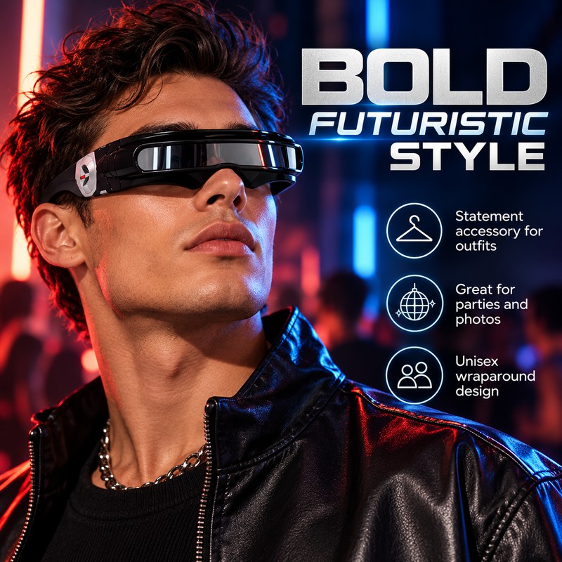 Polarized Shield Sunglasses for Outdoor Wear – Futuristic Rectangle Black