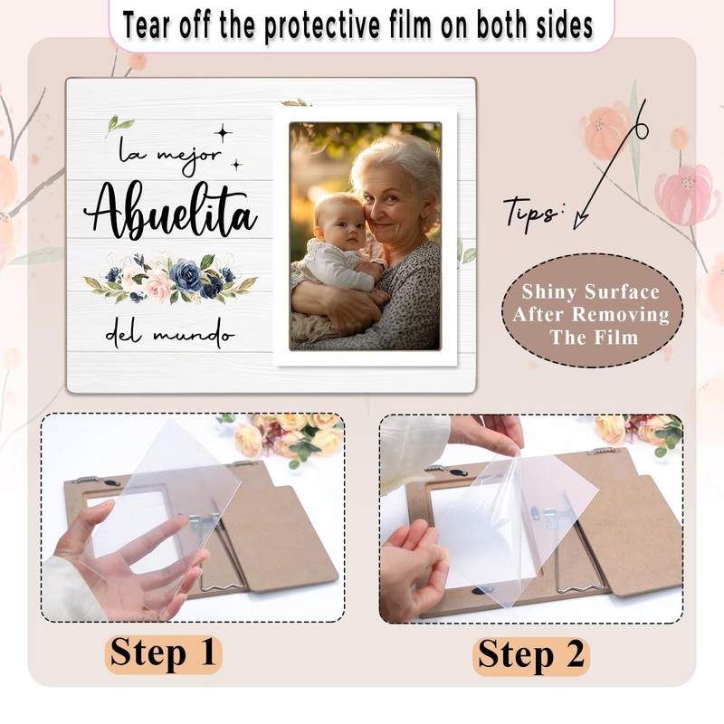 KLYTINK Abuela Gift, Best Abuelita Photo Frame, Grandmother Wooden Picture