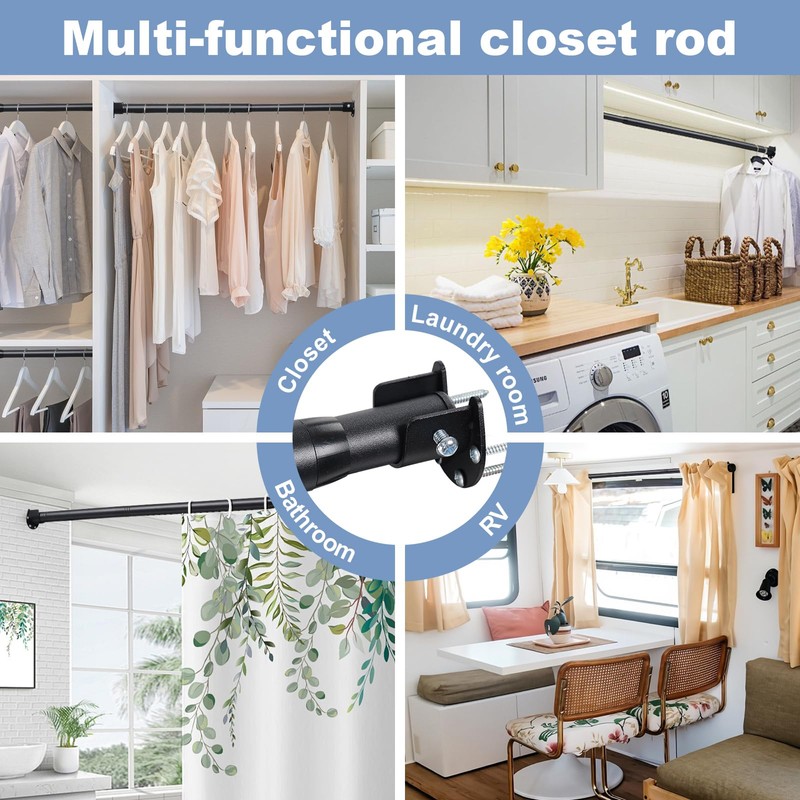 Closet Rods For Hanging Clothes,17-99 Inches Stepless Spring Adjustable Closet