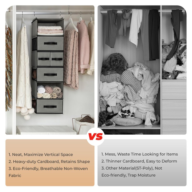 GRANNY SAYS Hanging Closet Organizer 6 Shelves, Closet Organizers and