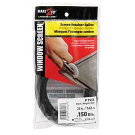 Prime-Line P 7533 Screen Retainer Spline, 0.150 In., 25 foot, Black (1 Roll)