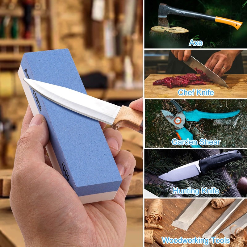 Angerstone Pocket Knife Sharpener Stone 1000/6000 Kit-Professional Whetstone Knife Sharpening