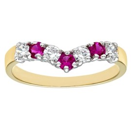 9ct Yellow Gold Ruby Wishbone Eternity Ring - sizes J to T (N)