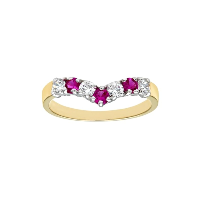 9ct Yellow Gold Ruby Wishbone Eternity Ring - sizes J