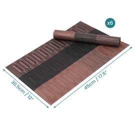 Belle Vous 30 x 45 cm Pack of 6 Copper & Black Placemats - Non-Slip PVC Place Mats Washable - Durable Placemats - Easy to Clean - Heat Resistant and Waterproof