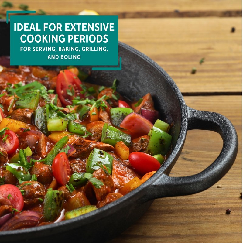 MIRRO 12in Cast Iron Preseasoned Skillet with Helper Handle