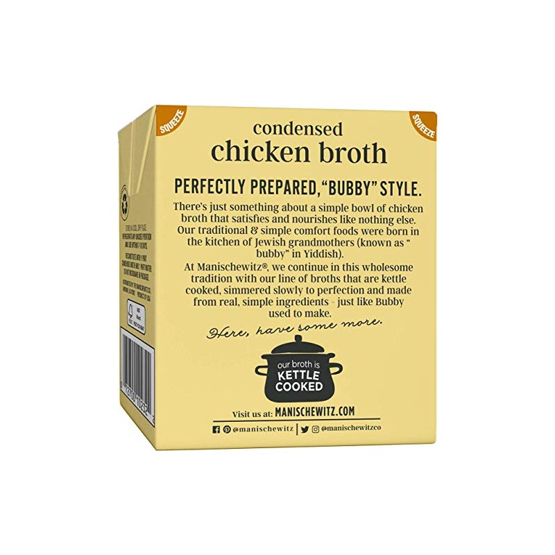 Manischewitz Condensed Chicken Broth 12oz (6 Pack), Flavorful, Kettle Cooked,
