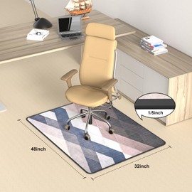 Vintage Office Chair Mat for Carpet and Hardwood Floor Bohemian Desk Chair Mat 36'' x 48'' Jacquard Woven Surface Heavy Duty Floor mats for Office Home and Gaming Floors