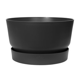 elho Greenville Bowl 33 - Flower Pot for Outdoor Use - 100% Recycled Plastic - Diameter 32.5 x Height 19.4 cm - Black/Living Black