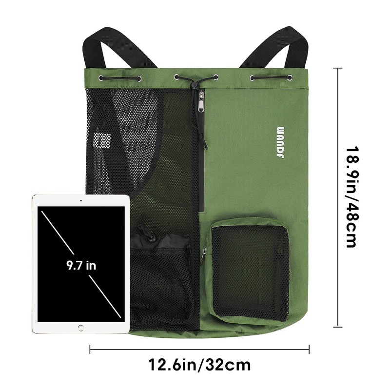 WANDF Swim Bag Mesh Drawstring Backpack with Wet Pocket for