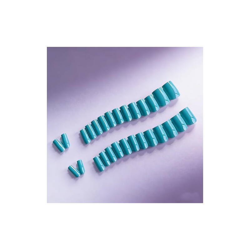 SXVME Uñas postizas acrílicas naturales, semitransparentes, con pegamento, estilo ataúd,