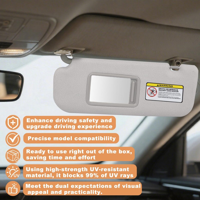 Pair of Left and Right Sun Visor with Clips for