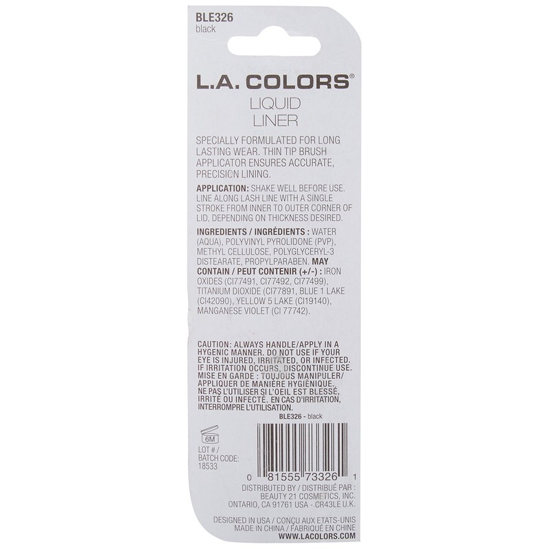 L.A. COLORS Thin Tip Liquid Liner (carded), Black CBLE326