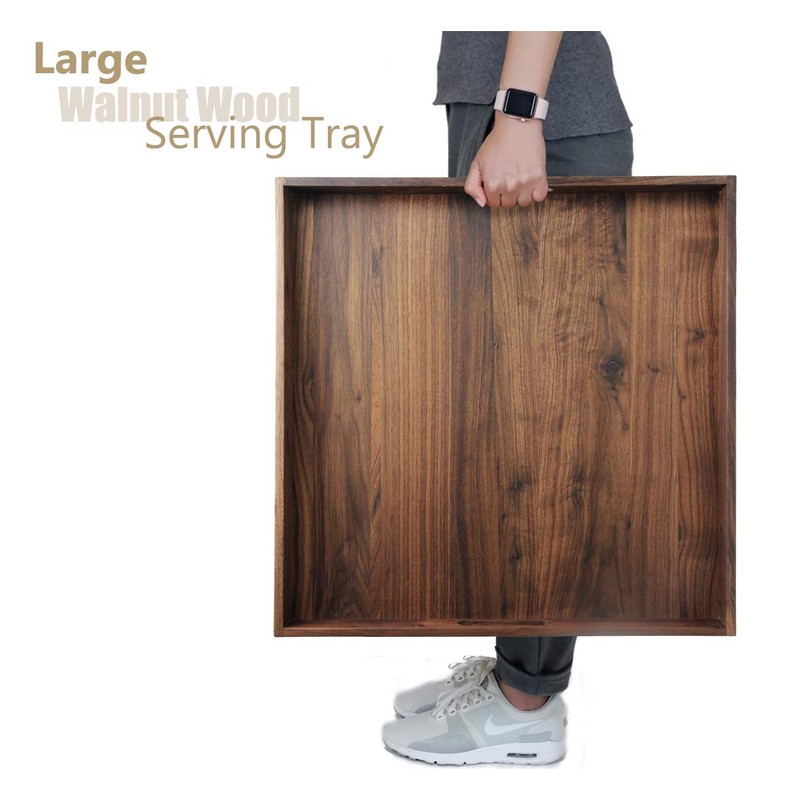 MAGIGO 19 x 19 Inches Large Square Black Walnut Wood