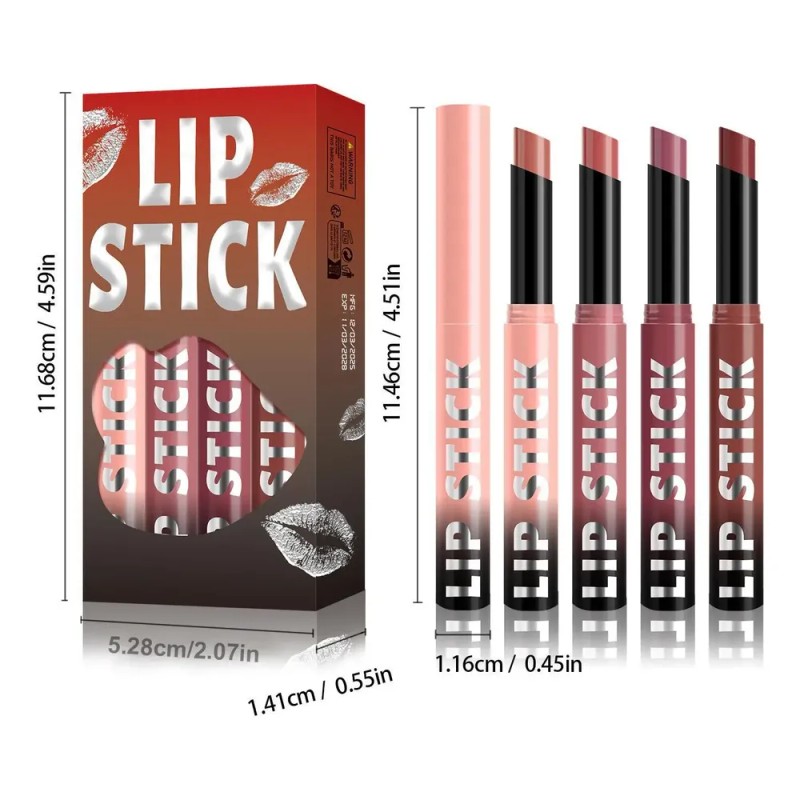Labial Para Mujer Velvet Waterproof Duradero Set De 4 Nu
