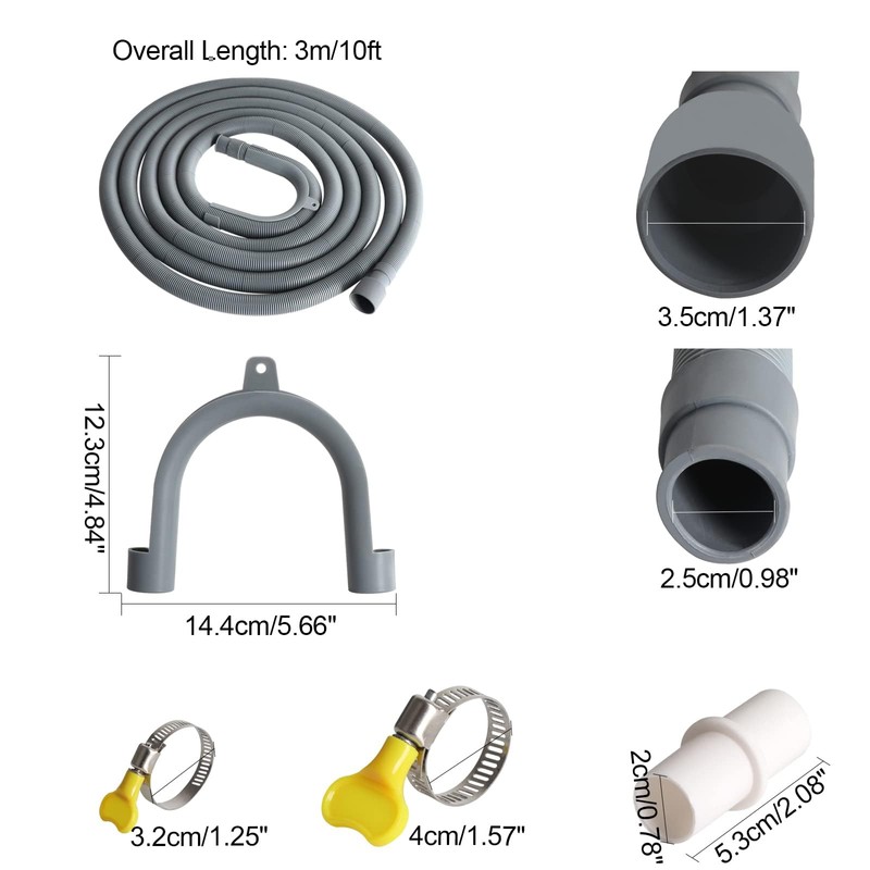 Manste Washer Drain Hose Extension,10FT, Washing Machine Drain Hose Extension，extra