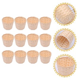 Zerodeko 16pcs Woven Basket Storage Basket Woven Storage Baskets Wedding Basket Decorative Baskets Jarrones Decorativos Rustic Rattan Vase Photography Props Basket Woven Flower Baskets Mini