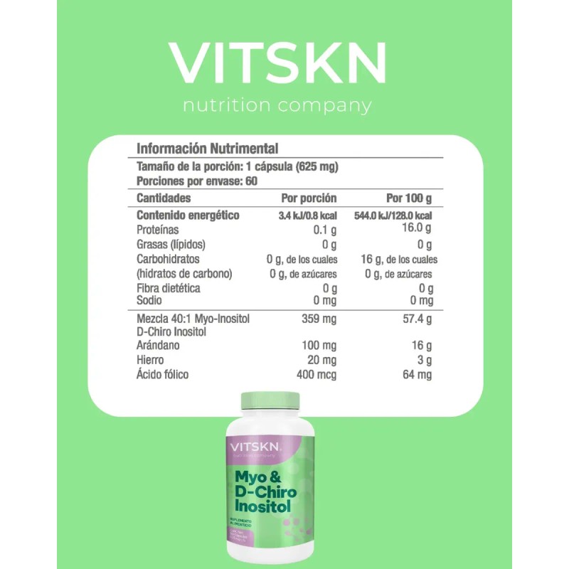 Myo Chiro Inositol Skin Vit Súper Relación Suplemento Diseñado Mujeres