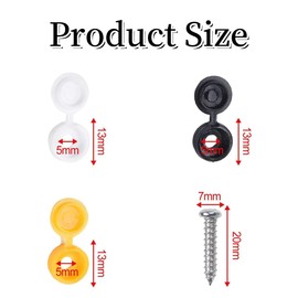 Car Number Plate Screws and Caps - 36PCS Number Plate Fixing Kit, Number Plate Fixings, Black, White and Yellow (6 Each Color)