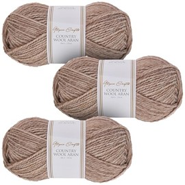Utopia Crafts Country Wool Blend Aran Yarn for Knitting and Crochet 3X 100g (Sandstone Beige)