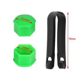 QitinDasen 20 Pieces 19 mm Car Wheel Nut Covers, Universal Car Hub Screw Cap, Hexagonal Tire Nut Cover with Removal Tool (Green)