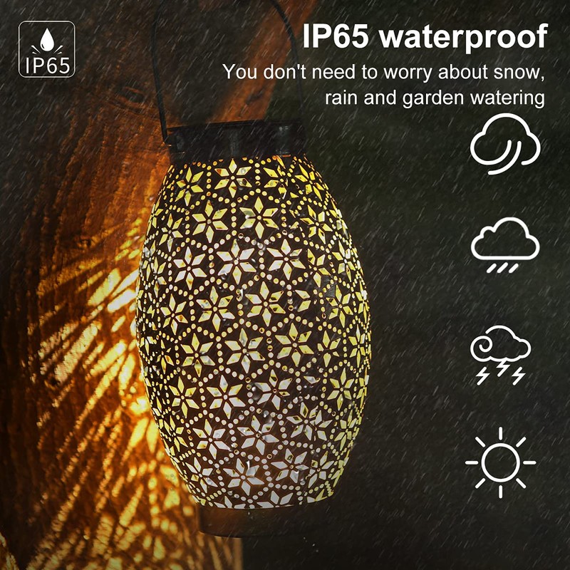 Görvitor Outdoor Solar Lantern - Metal Hanging Solar Lantern -