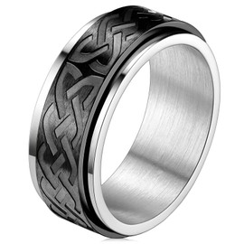 FaithHeart Stainless Steel Spinner Ring for Men Boys Celtic Knot Anxiety Ring Templar Knight Ring Star of David Star Ring with Gift Box Partner Ring Wedding Ring for Birthday Valentine's Day,