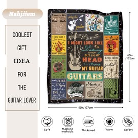Guitar Music Lover Gifts Throw Blanket, Music Guitar Decor Blankets, Music Gifts for Men Women, Gifts for Guitar Player,Soft Flannel Guitar Blanket for Couch Bed 50"X60"