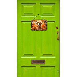 Caroline's Treasures DAC1049DS812 Golden Retriever Fall Wall or Door Hanging Prints Aluminum Metal Sign Kitchen Wall Bar Bathroom Plaque Home Decor, 8x12, Multicolor