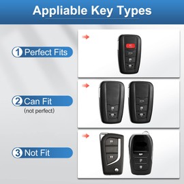 YO&YOYE Compatible with Toyota Key Fob Cover with Keychain Leather Key Case Protector for 2018-2022 Camry RAV4 Highlander C-HR Prius Corolla Avalon GT86 Smart Key (Model1, Black)