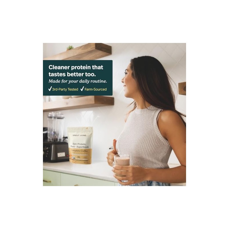 Sprout Living Organic Superfood Plant Protein, Coffee Mushroom
