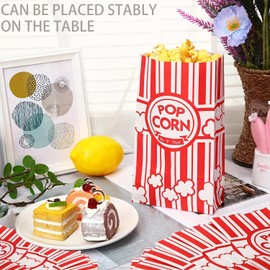 Deepton Pack of 60 Small Popcorn Bags, Popcorn Bags, Popcorn Box, Popcorn Bags, Popcorn Bags, Small Popcorn Cups, Popcorn Boxes, Red & White Striped Popcorn Bags